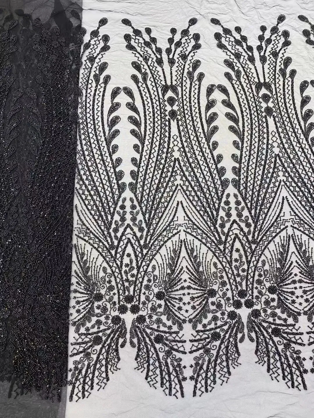 5 YARDS / 10 COLORS / Pelisae Sequin Beaded Embroidery Tulle Mesh Lace Dress Fabric