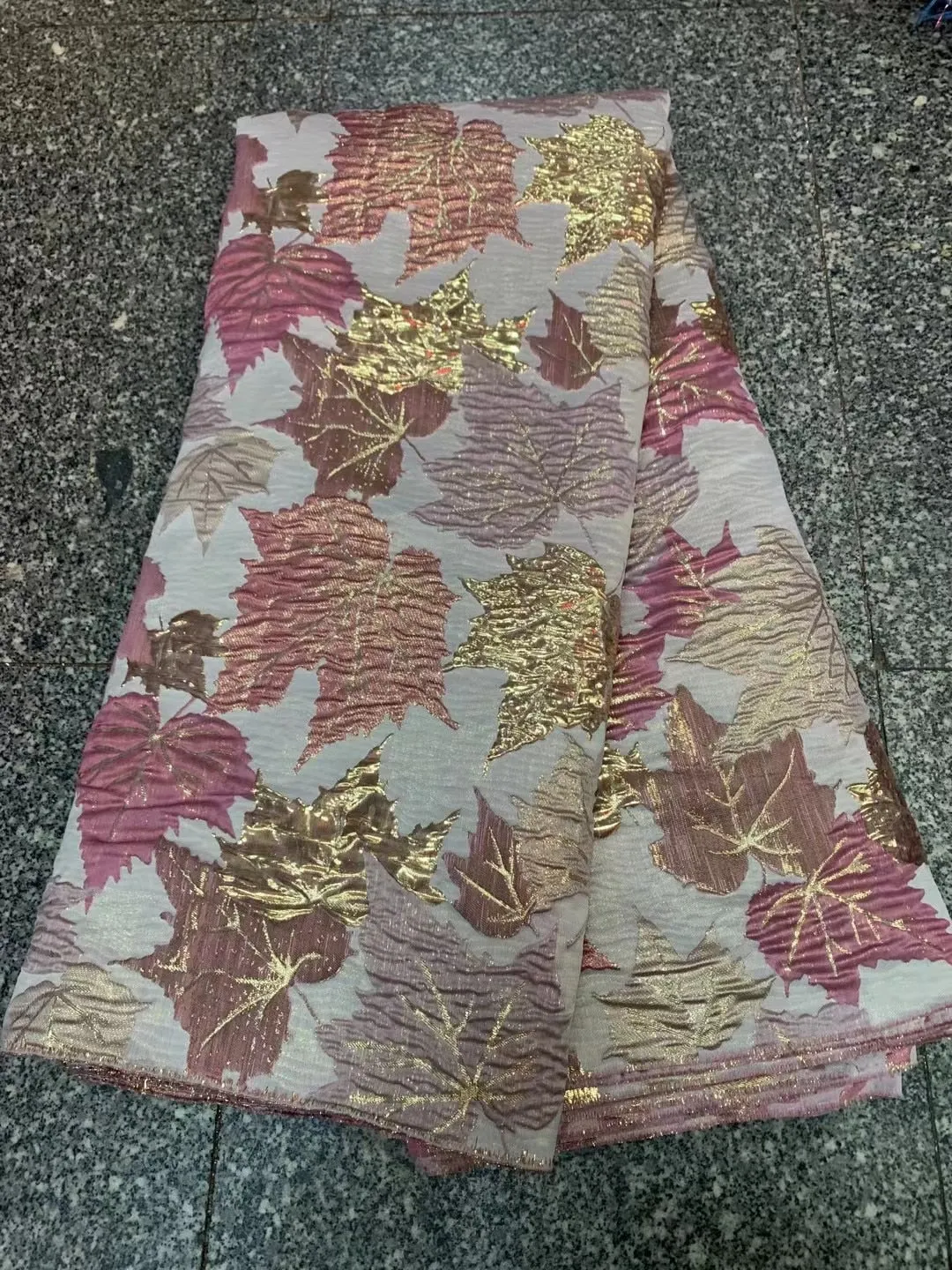 5 YARDS / 8 COLORS / Autumn Leaves Floral Viscose Jacquard Brocade Woven Fashion Jacket Dress Fabric