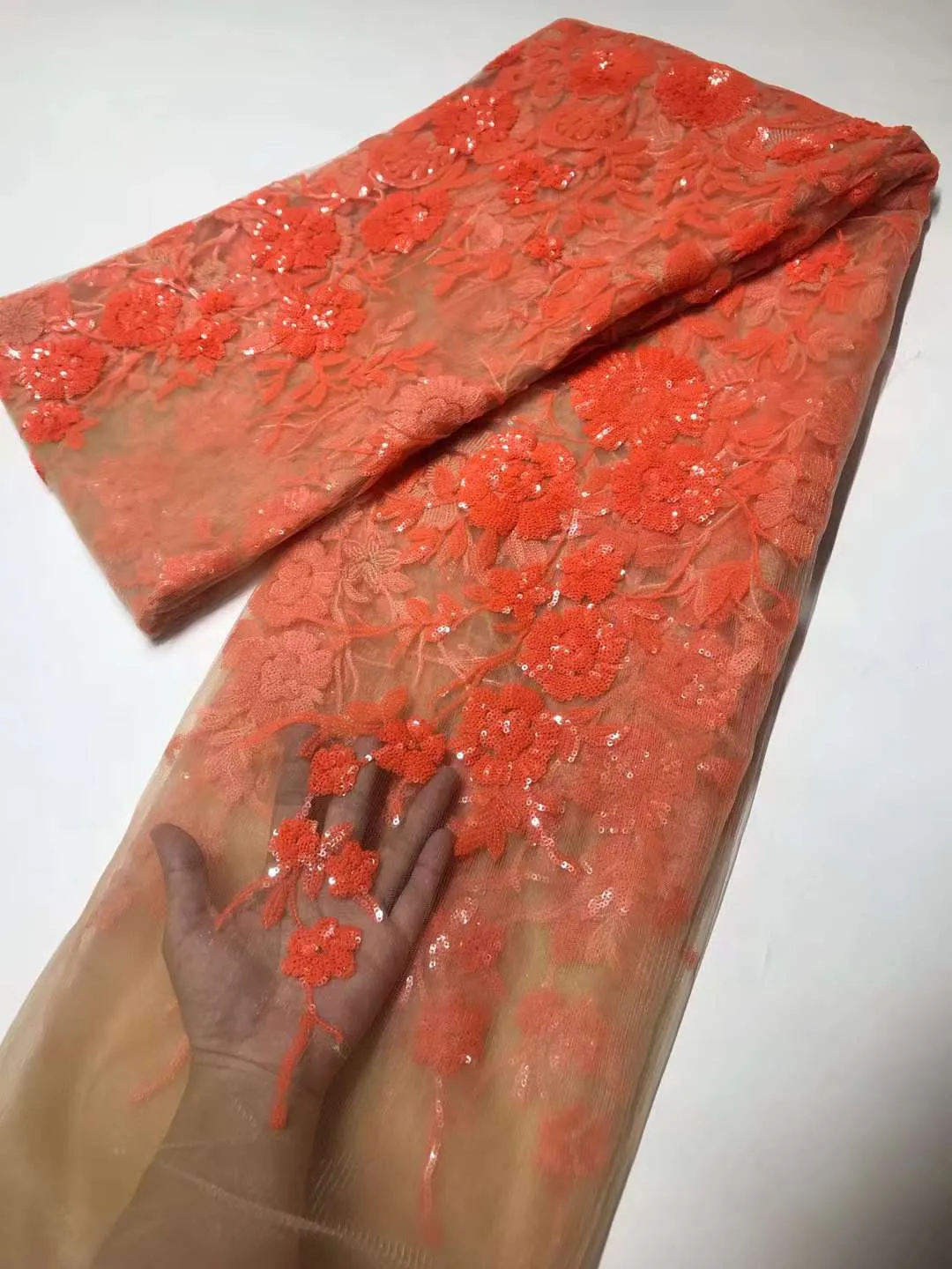 5 YARDS / 9 COLORS / Esra Luxury Floral Sequin Embroidery Tulle Mesh Sequin Lace Party Prom Bridal Dress Fabric