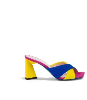 Multicolor suede mules