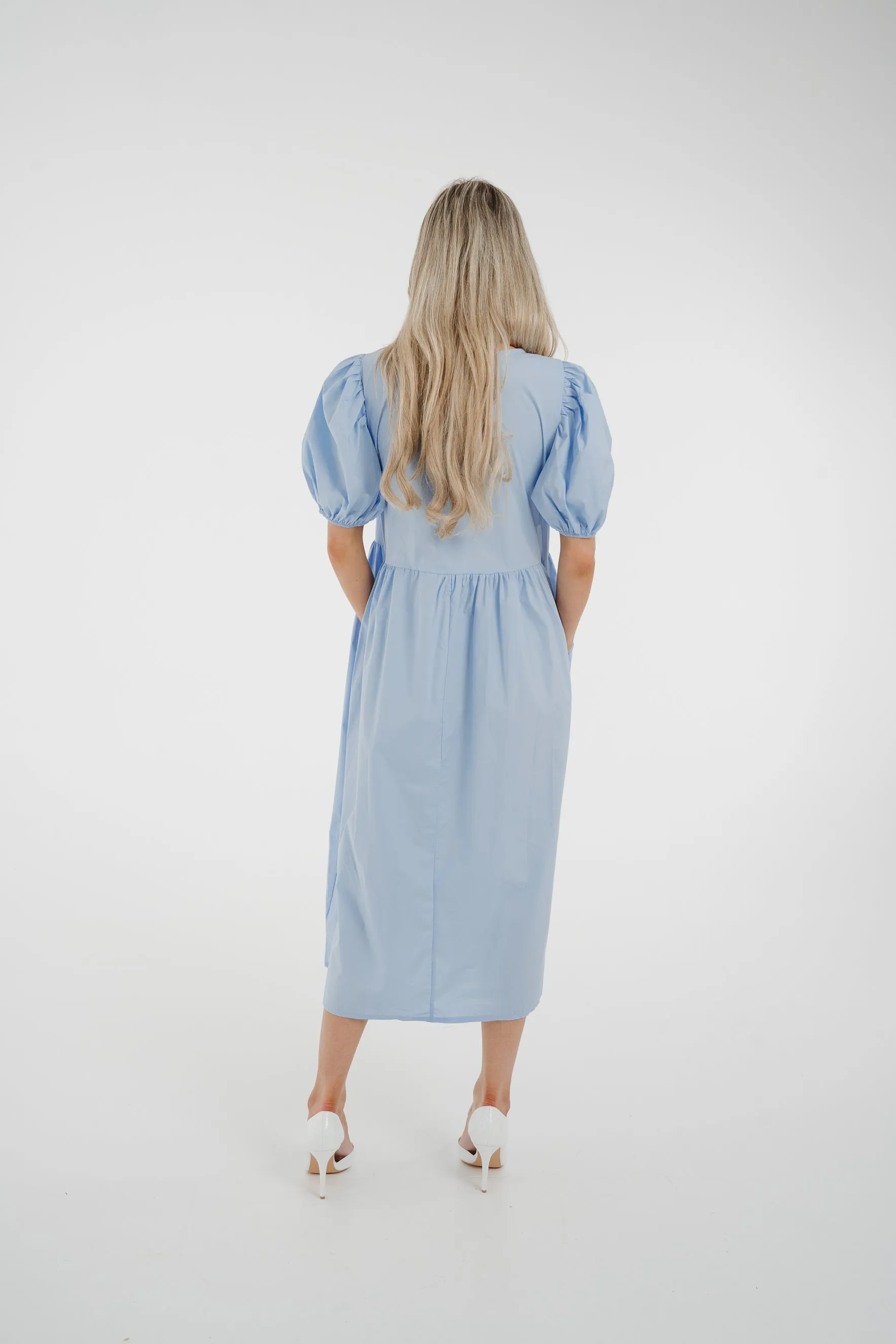Poppy Bow Front Dress In Blue