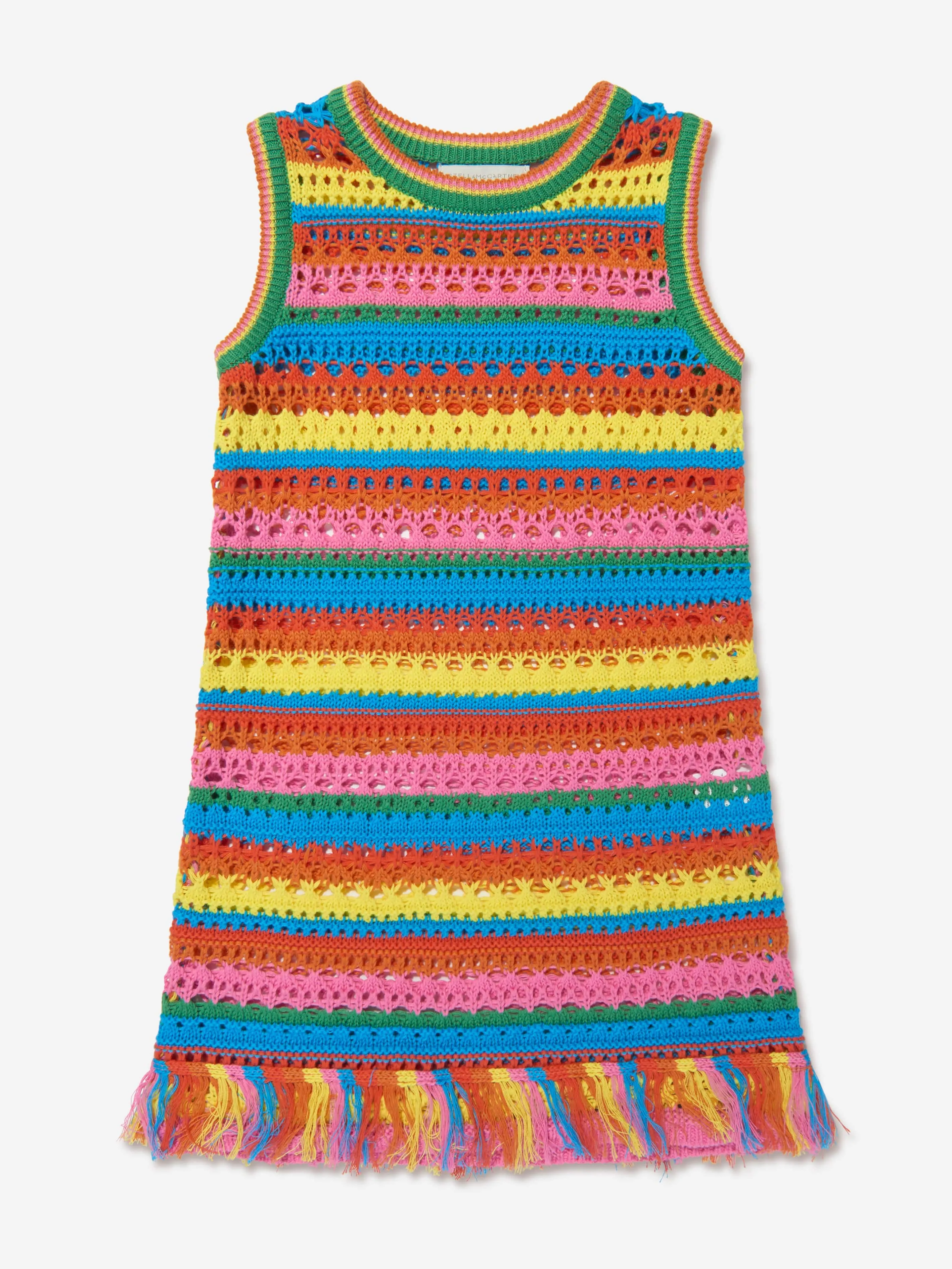 Stella McCartney Girls Striped Knitted Dress In Multicolour